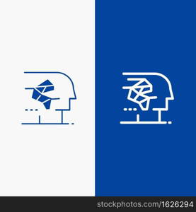 Android, Artificial, Brain, Human, Interface Line and Glyph Solid icon Blue banner Line and Glyph Solid icon Blue banner