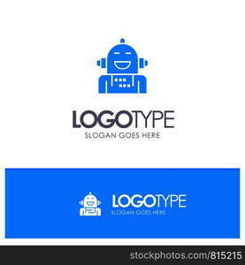 Android, Artificial, Emotion, Emotional, Feeling Blue Solid Logo with place for tagline