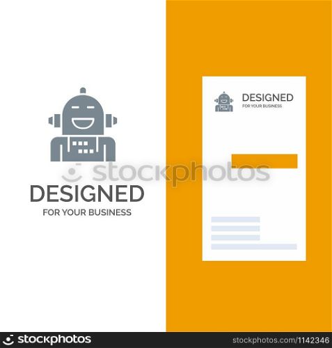 Android, Artificial, Emotion, Emotional, Feeling Grey Logo Design and Business Card Template