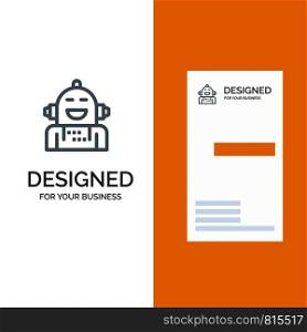 Android, Artificial, Emotion, Emotional, Feeling Grey Logo Design and Business Card Template