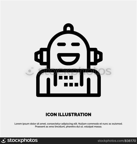 Android, Artificial, Emotion, Emotional, Feeling Line Icon Vector
