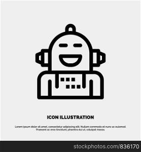 Android, Artificial, Emotion, Emotional, Feeling Line Icon Vector