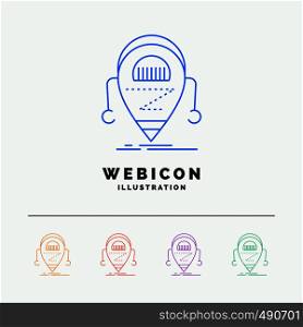 Android, beta, droid, robot, Technology 5 Color Line Web Icon Template isolated on white. Vector illustration. Vector EPS10 Abstract Template background