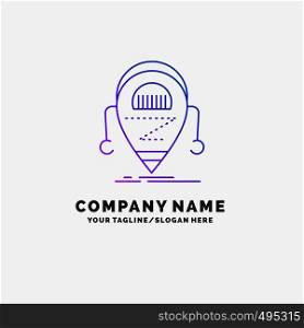 Android, beta, droid, robot, Technology Purple Business Logo Template. Place for Tagline. Vector EPS10 Abstract Template background