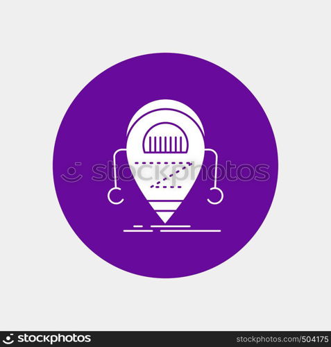 Android, beta, droid, robot, Technology White Glyph Icon in Circle. Vector Button illustration. Vector EPS10 Abstract Template background