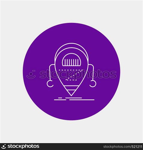 Android, beta, droid, robot, Technology White Line Icon in Circle background. vector icon illustration. Vector EPS10 Abstract Template background