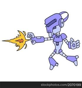 android human robot attack issuing a fireball kick