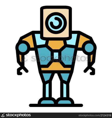 Android robot icon. Outline android robot vector icon color flat isolated. Android robot icon color outline vector