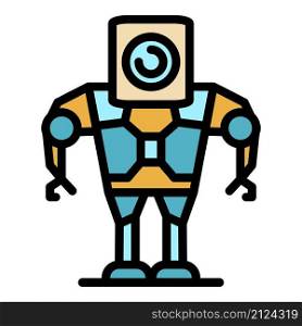 Android robot icon. Outline android robot vector icon color flat isolated. Android robot icon color outline vector