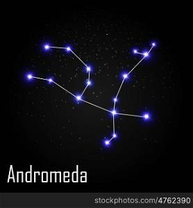 Andromeda Constellation with Beautiful Bright Stars on the Background of Cosmic Sky Vector Illustration EPS10. Andromeda Constellation with Beautiful Bright Stars on the Backg