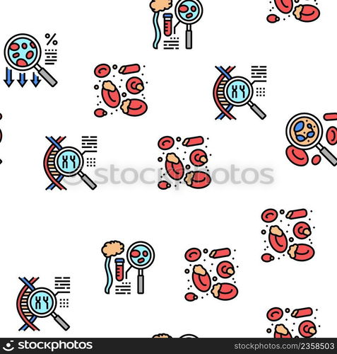 Anemia Patient Health Problem Vector Seamless Pattern Thin Line Illustration. Anemia Patient Health Problem Vector Seamless Pattern