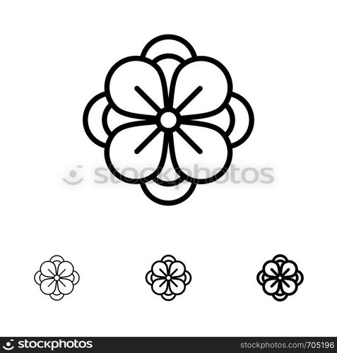 Anemone, Anemone Flower, Flower, Spring Flower Bold and thin black line icon set