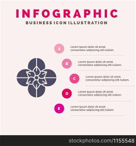Anemone, Anemone Flower, Flower, Spring Flower Solid Icon Infographics 5 Steps Presentation Background