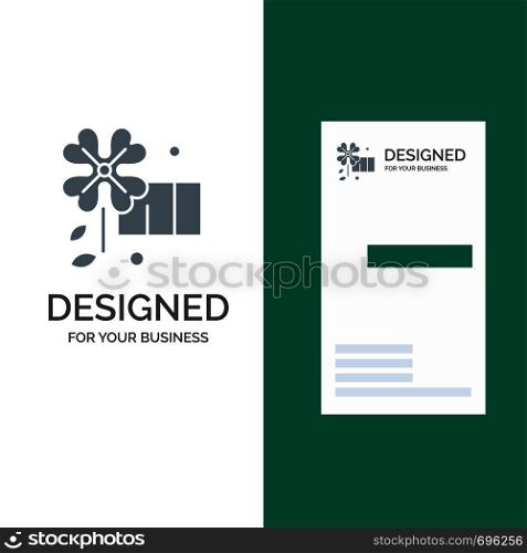 Anemone, Flower, Spring Flower Grey Logo Design and Business Card Template