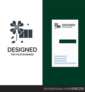 Anemone, Flower, Spring Flower Grey Logo Design and Business Card Template