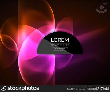 ANeon glowing glass transparent circles, background. ANeon glowing glass transparent circles, abstract background. Techno template, vector illustration, magic energy concept