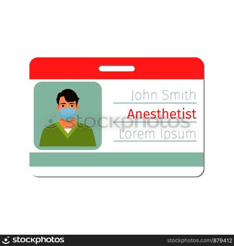 Anesthetist medical specialist badge template for game design or medicine industry. Vector illustration. Anesthetist medical specialist badge
