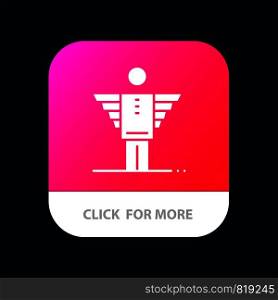 Angel, Business, Career, Freedom, Investor Mobile App Button. Android and IOS Glyph Version