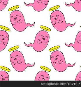 angel ghost smile seamless pattern textile print