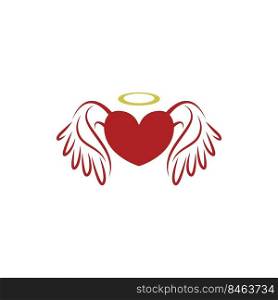 Angel heart icon logo design illustration template