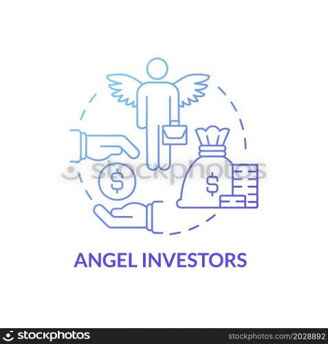Angel investors financing concept icon. Small business support. Product startup launch private financing abstract idea thin line illustration. Vector isolated outline color drawing. Angel investors financing concept icon