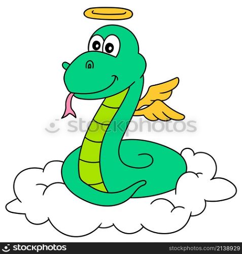 angel snake flying above the clouds