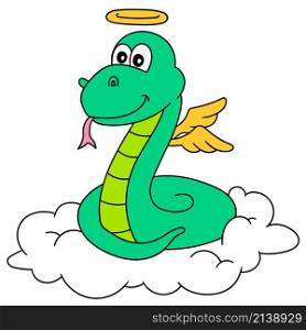 angel snake flying above the clouds