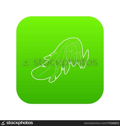Angel wing icon green vector isolated on white background. Angel wing icon green vector