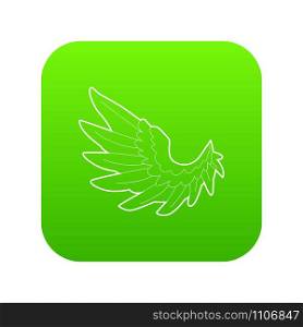 Angel wing icon green vector isolated on white background. Angel wing icon green vector
