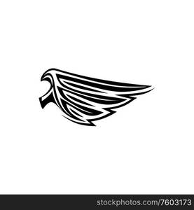 Angel wing isolated birds plumage. Vector falcon or eagle heraldry symbol, freedom concept. Falcon or eagle wing, symbol of freedom