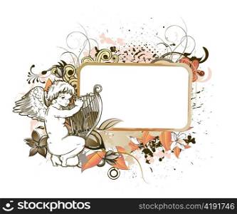 angel with floral frame