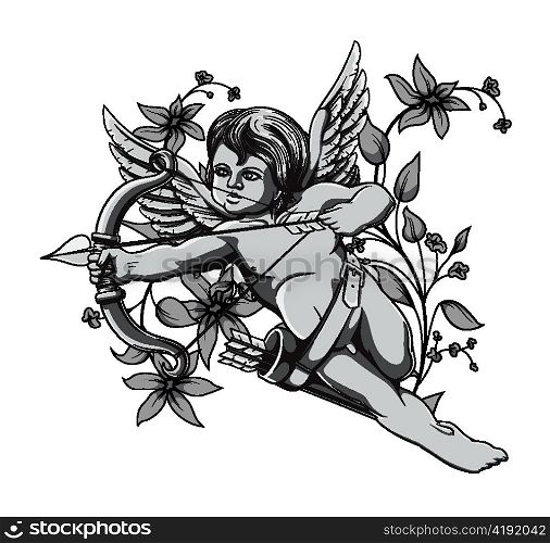 angel with floral vector illustration