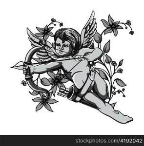 angel with floral vector illustration