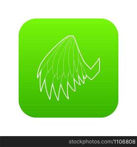 Angelic wing icon green vector isolated on white background. Angelic wing icon green vector