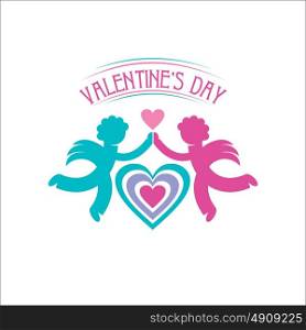 Angels. Cupids. Two boys. Valentine's day. Vector logo for the LGBT community.