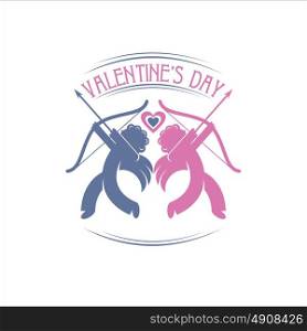 Angels. Cupids with bows and arrows. Valentine's day. Vector logo 2
