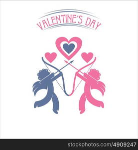 Angels. Cupids with bows and arrows. Valentine's day. Vector logo