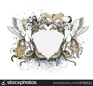 angels with floral frame