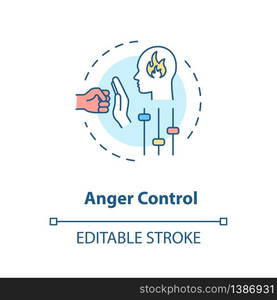 Anger control concept icon. Self improvement, personal growth, stress management idea thin line illustration. Managing negative emotions. Vector isolated outline RGB color drawing. Editable stroke. Anger control concept icon