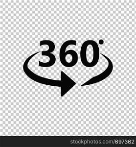 Angle 360 degrees icon. 360 degrees view sign on transparent background. Eps10. Angle 360 degrees icon. 360 degrees view sign on transparent background