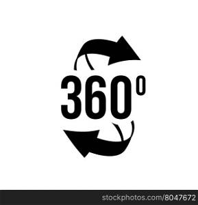 Angle 360 degrees view sign icon.. Angle 360 degrees view sign icon. The concept of a full rotation. Vector