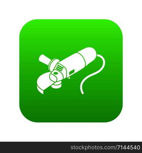Angle grinder icon green vector isolated on white background. Angle grinder icon green vector