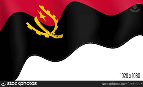 Angola country flag realistic independence day background. Angola commonwealth banner in motion waving, fluttering in wind. Festive patriotic HD format template for independence day. Angola country flag realistic independence day background. Angola commonwealth banner in motion waving, fluttering in wind
