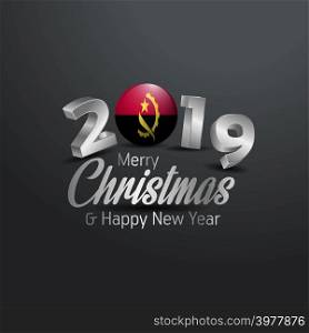 Angola Flag 2019 Merry Christmas Typography. New Year Abstract Celebration background