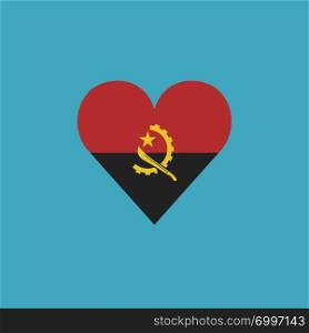 Angola flag icon in a heart shape in flat design. Independence day or National day holiday concept.