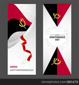 Angola Happy independence day Confetti Celebration Background Vertical Banner set