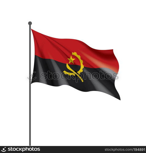 Angola national flag, vector illustration on a white background. Angola flag, vector illustration on a white background