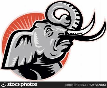 Angry African Elephant Head Retro