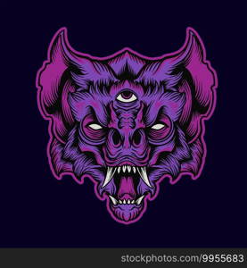 Angry Bat Head Monster illustrations for your work Logo, mascot merchandise t-shirt, stickers and Label designs, poster, greeting cards advertising business company or brands.