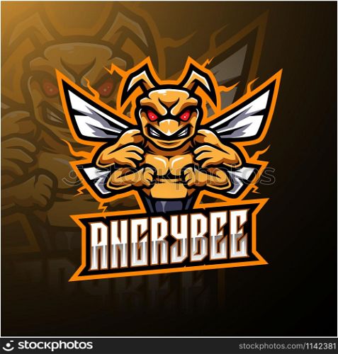 Angry bee esport mascot logo design